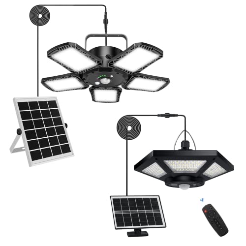 Aqonsie Solar Shed Light Indoor Outdoor Solar Powered Pendant Daytime Work Lights With 5 Lighting Modes & 3 Timers, 180Led Solar Indoor Lights Motion Sensor With Remote Control For Shed Barn Garage #TOP15