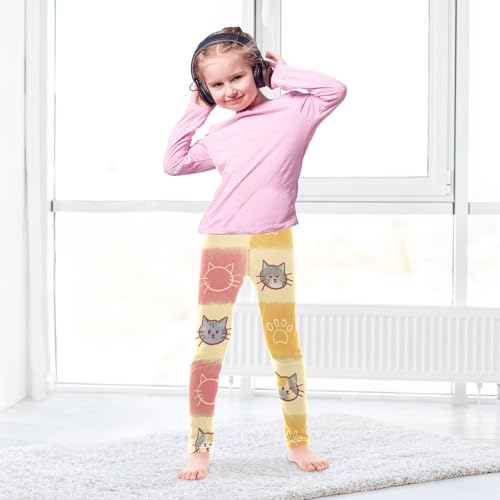 Cats and Paw Girls Leggings,Workout Leggings for Girls Toddler Athletic Legging Size for 3-10T4