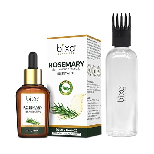 Image of Bixa Pure Rosemary Essential Oil | Top Grade Sourced from Morocco | Hair Growth, Hair Fall Control & Scalp Nourishment, Clinically Tested, Boosts Hair Volume, Only Nature's Goodness Inside | (20 ML, Rosemary Oil + Applicator)