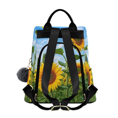 Image of ALAZA Summer Sunflower Flowers Floral Backpack Purse for Women Anti Theft Fashion Back Pack Shoulder Bag