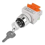 Key Switch, 22mm 2 Position Key Switch 220V LAY37-11Y/21 2 Position Key Operated Rotary Starter Switch 2 Positions ON Off Metal Keylock Switch for Mounting Industrial