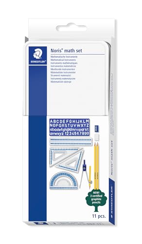 STAEDTLER® 557 11 Geometria, set da 11 pezzi con tutti i prodotti essenziali, robusta custodia in metallo, 557 11