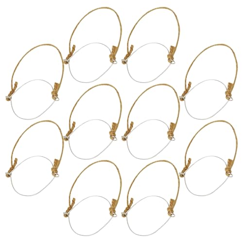 ELAYARD 10 Piezas Asas de Alambre Inoxidable para Tarros Boca Ancha con Cuerda de Arpillera para Colgar Decoraciones Solares y Manualidades Exteriores