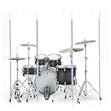 Drum Shield, Portable 5-Panel 2ft x5ft Acrylic Sound Barrier | Full-Length Stainless Steel Hinges | Drum Cage for Home, Church, Practice & Performances.(5 Panels)