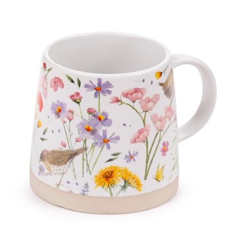 Puckator Jan Pashley Mug fuselé en grès Motif oiseaux et fleurs sauvages – Accessoires amusants pour la maison – Cadeaux mignons pour petite amie – Grandes tasses pour adultes – Boissons