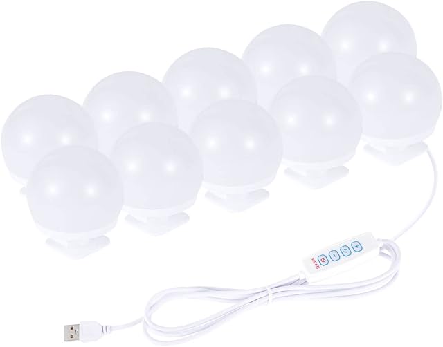 You's Auto Vanity Mirror Lights Kits Hollywood Style LED Makeup Lights, Makeup Lights for Dressing Table 10 Dimmable LED Bulbs with 3 Color Modes for Dressing Table Room, Bathroom, Bedroom