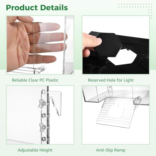 Tortoise Sunshine Warm Room (meio), plataforma de tartaruga transparente elevada com rampa e tampa,