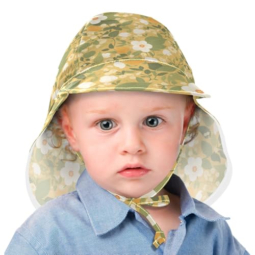 Pastoral Illustration Floral Yellow Toddler Baby Beach Hat Baby Boys' Summer Hat Baby Girls' UPF 50+ Protection Large Brim Beach Essentials2