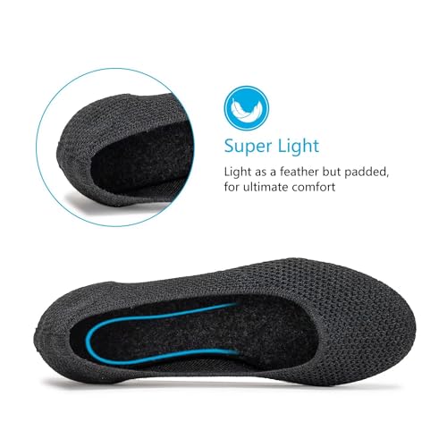 Image of Frank Mully Women's Ballet Flat Shoes Knit Dress Shoes Round Toe Slip On Ballerina Flats for Woman Low Wedge Comfort Soft