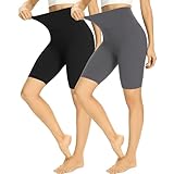 HIPOWER 2er Pack Radlerhose Damen High Waist Kurze Sport Shorts Tights Wanderhose Blickdicht Unterhosen Bauchweg Sommer Outfits Leggings Gym Yoga(Schwarz+Dunkelgrau,S-M)