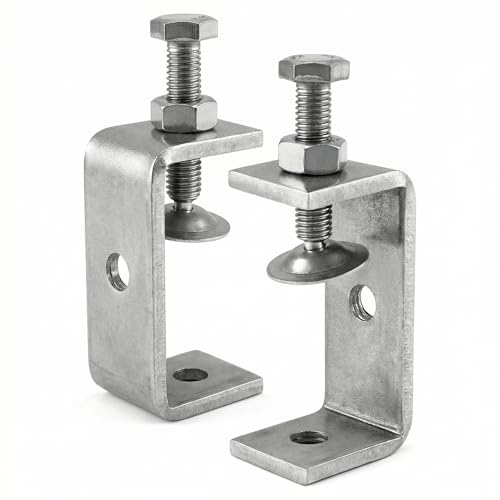 Image of QWORK® 2Pcs 304 Stainless Steel C Clamp Tiger Clamp, Heavy Duty C-clamp, for Home Improvement and Automotive Repair, Style 1