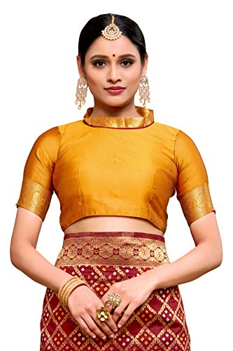 Image of Amazon Brand - Anarva Women's Banarasi Silk Blend Saree With blouse piece (A Bandhani Silk104)