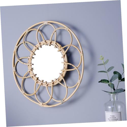 Miroir décoratif mural en rotin 30 cm de style bohème pour chambre - 8