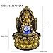 Golden Ganesha Lotus Fountain – 12-inch Indoor/Outdoor Water Feature with LED Crystal Ball, Plastic & Resin Décor (B)