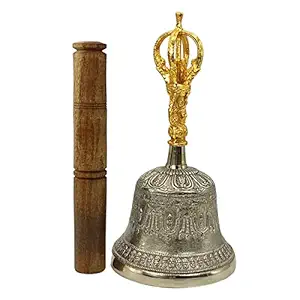 Plus Value Brass Tibetan Om Bell Fengshui Vastu Meditation Healing Spiritual Gifting Handicraft Product for Home, Office & Buddhist Temple (Big Size)