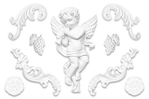 HEXIM Ornament aus PU - große Auswahl, 104x74mm Stuck, stoßfeste Deko schnitzerei - Verzierung für Wand und Decke (G2390) Wanddeko, Kunsthandwerk Cover