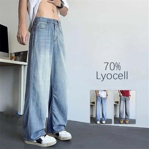 Hndudnff Men's Slim Fit Stretch Jeans Loose Fit Wide Leg Denim Trousers Baggy Pants2