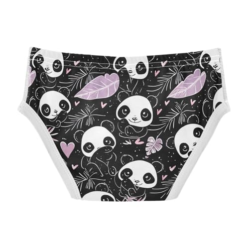 CHIFIGNO Boys Briefs Cotton Underwear Breathable Printed Kids Boys Brief Underwear, Cute Pandas Black2