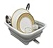 SAMMART Escurridor de platos plegable de 8.5 l (2.2 galones) con boquilla giratoria, estante de secado plegable, bandeja de almacenamiento de cocina que ahorra espacio (1, gris)