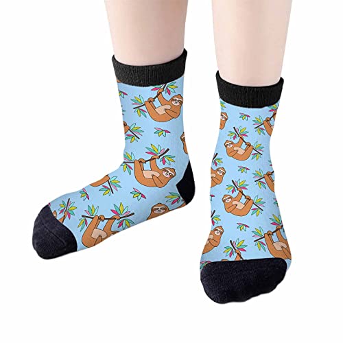 Image of Crew Socks for Woman Size 6-8 Tropical Wildlife Bright Teal Girls Socks