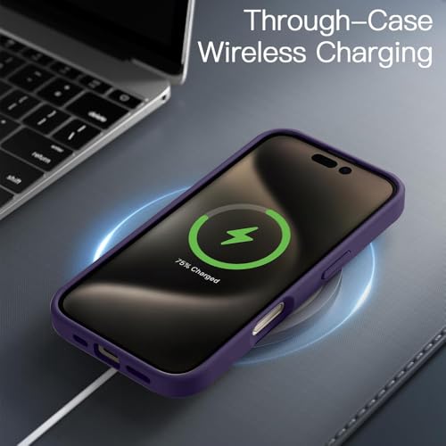 Image of KARWAN️ Hybrid Transparent iPhone 16 Pro Back Cover Case Compatibe with Mag-Safe |Camera Protection Bump | Transparent Back Cover Case for iPhone 16 Pro(PC, TPU | Purple Bumper)