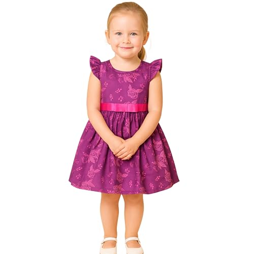 Image of TotzTouch Baby Girls Gathered Floral Printed Dress