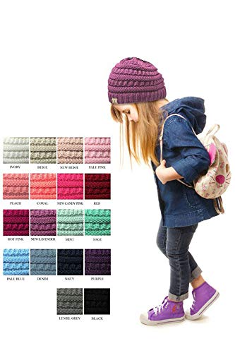 JINS CLOSET 3pc Set Children Kids Trendy Warm Soft Stretch Cable Knit Beanie, Scarves and Gloves Navy
