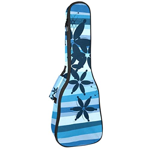 Sac à dos pour ukulélé de concert rembourré 10 mm motif bleu à rayures