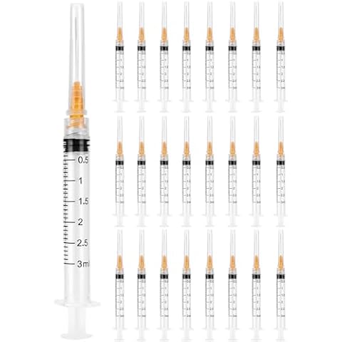 24 Pack Disposable 3ml Syringes with Needle 25G 1”, Sterile Luer Lock Syringe Individually Packaged for Labs, Liquid Measuring, Oil Cover