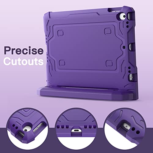 Image of JETech Kids Cover Case for iPad 10.2-Inch (9th /8th /7th Generation, 2021 /2020 /2019) with Built-in Screen Protector, Shockproof Full-Body Handle Stand Tablet Protective Cover (Purple)