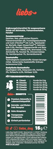 liebs Hunde Supplement Verdauung, Darm & Magen (10 x 15g) Relief Snack | Heilmoor für Hunde mit empfindlichen Magen | Dog Treats unterstützen die Normale Verdauung | Kohletabletten | 100% pflanzlich