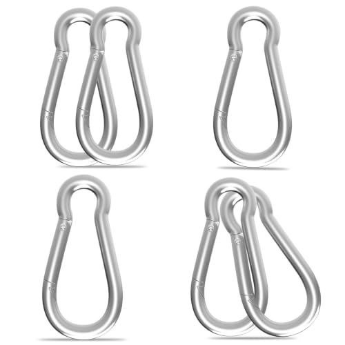 High-PQ Carabiner Clip,Heavy Duty Spring Snap Hook,4.7IN(M12), 6PCS | 1000LBS Holding Capacity,Silver Smooth Spring Gate for Quick & Secure Attachment,Ideal for Outdoor,Hammock,Swing and Travel