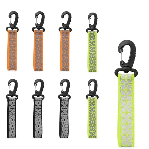 9 colgantes reflectantes, banda reflectante, dispositivos reflectantes running, reflectores para mochila, mochila, correr, llavero reflectante para mochila, mochila