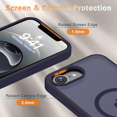 Image of YENAPOON for iPhone 17e Case, iPhone 16e Case, Matte Magnetic Phone Cover [with 1 Screen Protector] [Support for MagSafe] [Shockproof Military Grade Protection] Translucent Frosted Back, Deep Purple