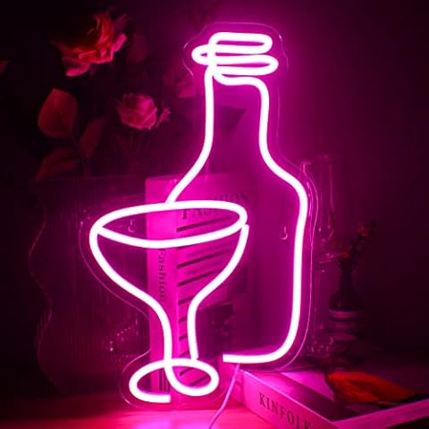 FAXFSIGN wine glass Neon Signs LED Neon Lights for Wall Decor USB Neon Sign for Bedroom Christmas Birthday Party Cover