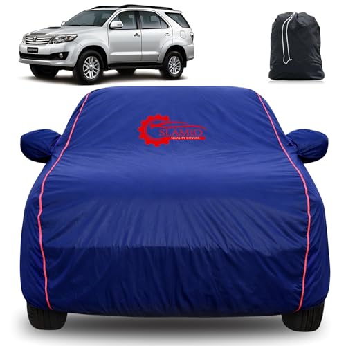 Image of 100% Waterproof Car Cover for Toyota Fortuner 2009-2011 Model | All-Weather, Dustproof & UV Protection | Heavy-Duty 3-Layer Fabric | Custom Fit with Mirror & Antenna Pocket | Navy Blue
