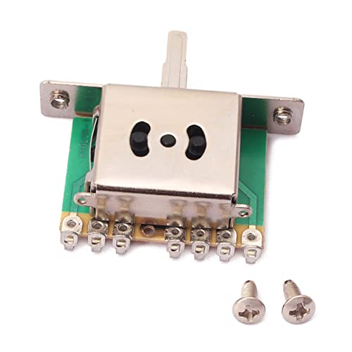 FAVOMOTO Gn202a 5 Way Pickup Selector Switch Tip for Electric Guitar Aluminum Alloy Black Minimize Flexing Damage Pre-installed Plastic Tip Screws