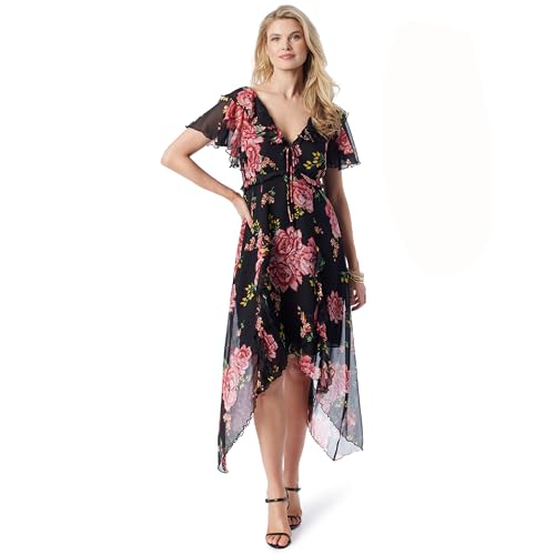 Robe maxi Jessica Simpson Maila asymétrique à volants cascade et doublure intégrale premium