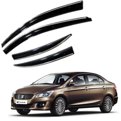 Image of CAR SAAZ Chrome Line Door Visor for Ciaz (2014-2017)(Set of 4Pcs) | Wind Deflector, Rain Guard