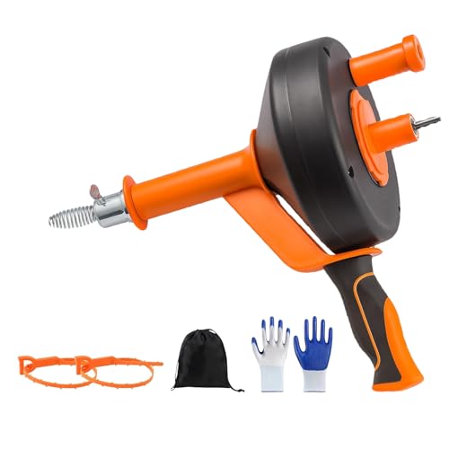 Cable Desatascador para Tuberías 10M - Limpia Desagües con Boquilla para Taladro - Kit de Desatasco para Fregadero, Ducha y Baño - Incluye Guantes Espiral de limpieza de tuberías