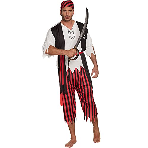 Boland 83845 - Disfraz de Pirata, talla M/L, conjunto de pañuelo, camisa con chaleco, cinturón y pantalón, para hombre, carnaval, fiesta temática