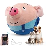Interaktives Hundespielzeug mit Fernbedienung,2025 Neu Active Moving Pet Plush Toy, Bluetooth Musik Sprechendes Tier Plüschtier,Interaktive Waschbare Cartoon Schwein Plüsch Sound Elektronisches,Blau