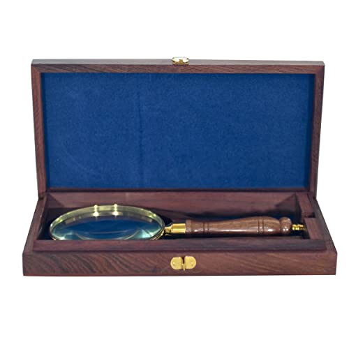 Lente d'ingrandimento vintage in ottone dorato con...