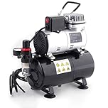 Timbertech Professional Pistone Olio senza olio compressore di aerografo tranquillo con ventola di raffreddamento ABPST08 per hobby, tatuaggio, unghie, ecc.