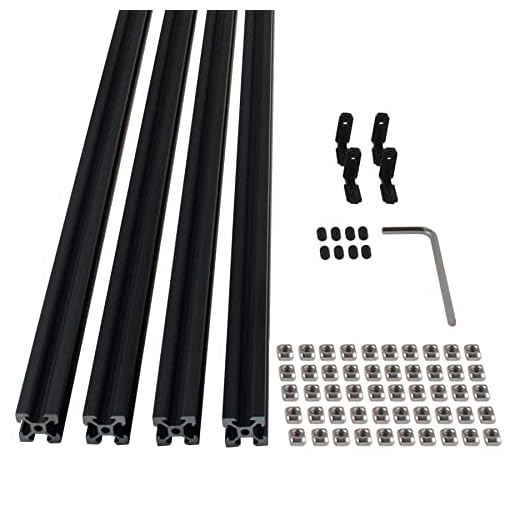 CNCYEAH Lot de 4 profilés système de type V 2020 - 1000 mm - Profilé linéaire anodisé - 4 connecteurs coudés en L + 50 écrous en T + 1 clé pour imprimante 3D et CNC DIY