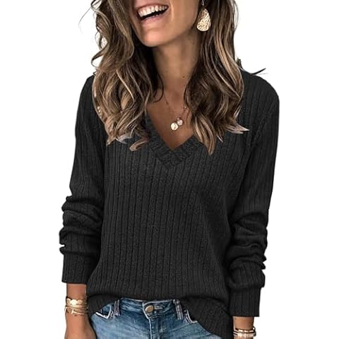 MixShe Womens Sweaters Fall Fashion Sweatshirt for Women Tops Long Sleeve Shirts Trendy Clothes Blouses Dressy Casual Ladies Tunics Black X-Large Cover