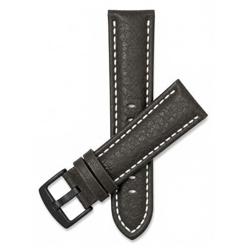 Image of Bandini Mens XL Extra Long Leather Watch Band or Regular Strap, Classic or Buffalo Pattern - 4 Colors, With or Without Stitch - 18mm 20mm 22mm 24mm 26mm 28mm 30mm Leather Watch Band for Men