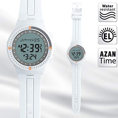 HXZB Unisex Peregrinación Musulmana Reloj Azan Reloj del Deporte Tiempo De Oración Recordatorio Dirección De Qibla Brújula