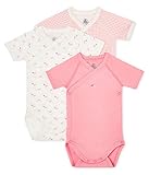 Petit Bateau 3er-Pack Wickelbodys Kurzarm Flamingo