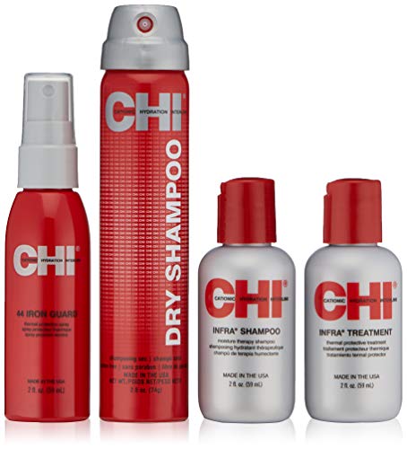 CHI Refresh & Protect Travel Kit with Infra Shampoo, Infra Treatment, Iron Guard, and Dry Shampoo